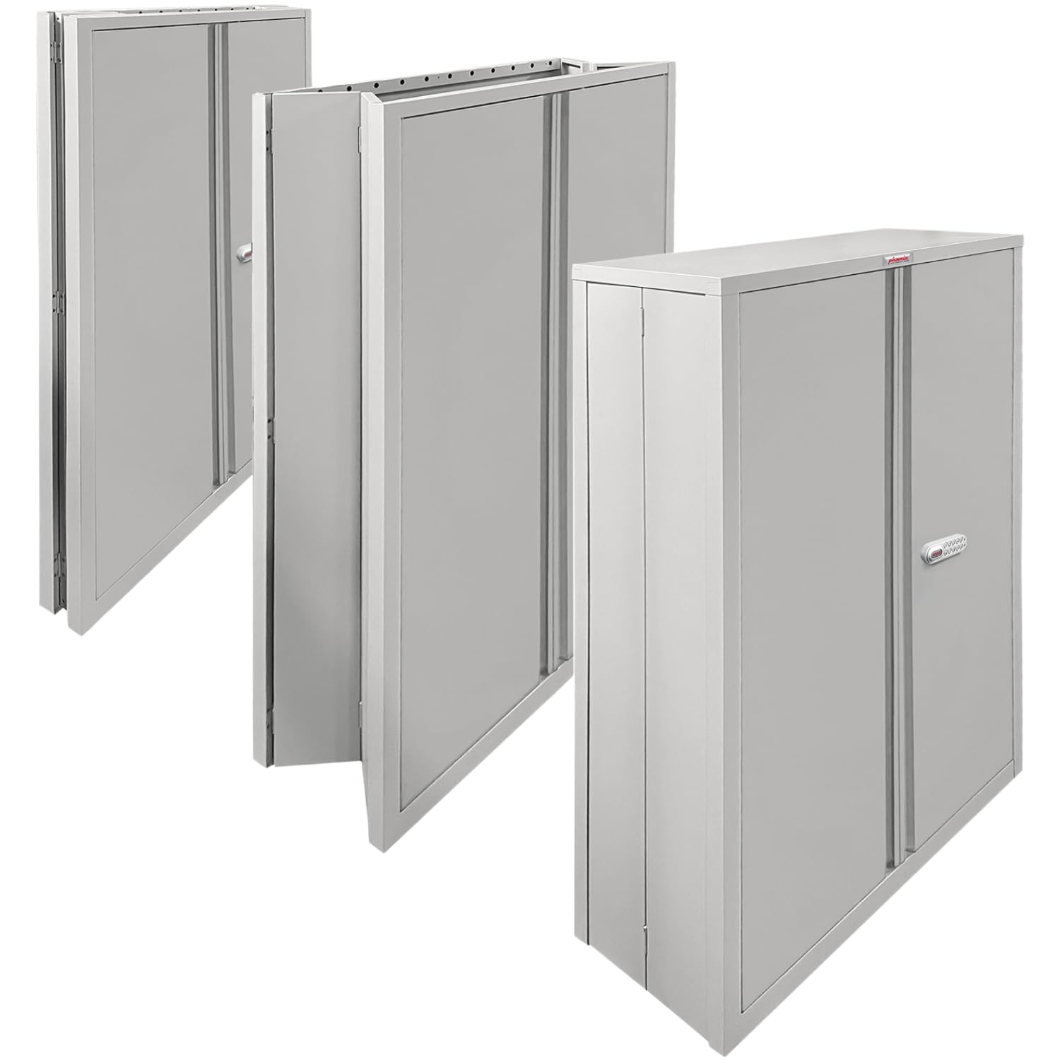 Phoenix Safe Company SCF1491GGE - Armario de papelería de 2 puertas con cerradura electrónica, 3 estantes con capacidad de 60 kg por estante, almacenamiento plegable de acero para oficina y almacén