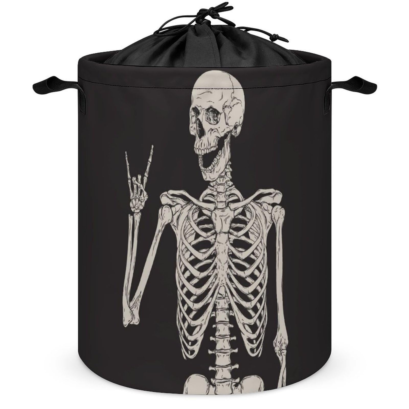 Wlntrophic Drawstring Laundry Hamper, Skull Laundry Basket, Washing Basket with Handle