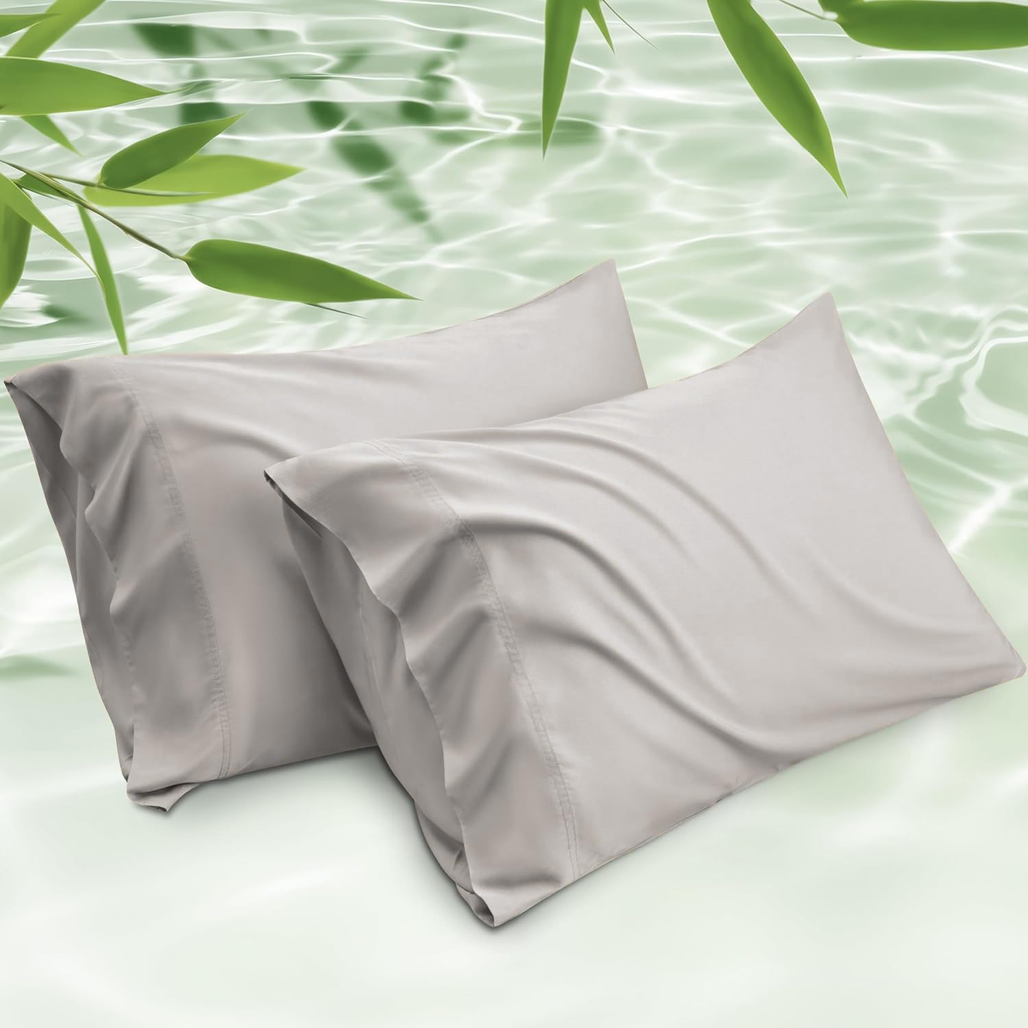 Mush Bamboo Pillow Cover Set of 2 | 400 TC | 100% Bamboo Pillow Cover for Hair & Skin | Breathable, Silky Soft & Envelope Pillowcases for Hot Sleepers & Night Sweats | 17"x27" (Silver Mist, King) (B0D9NQ6Z3J) Amazon Price History, Amazon Price Tracker