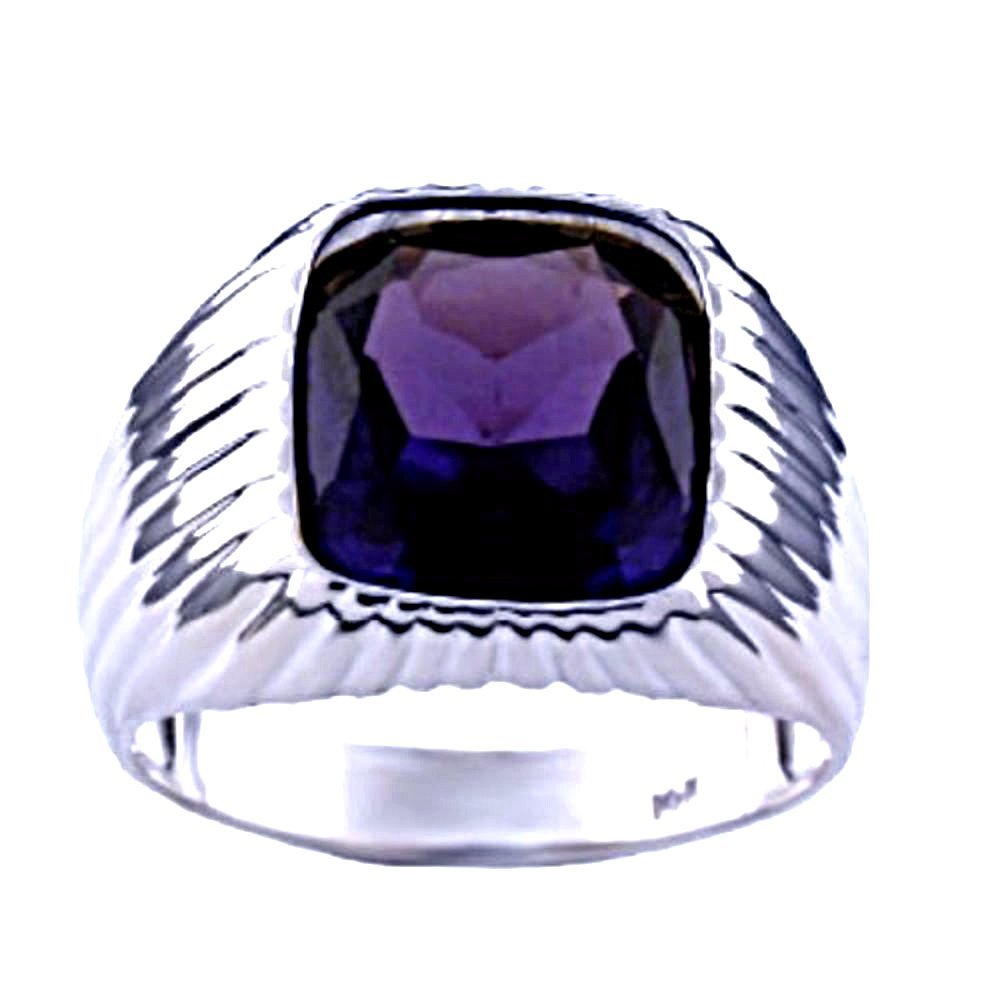 Para hombre anillo de imitación de imitación de Alejandrita Plata de Ley o banda chapado en oro amarillo