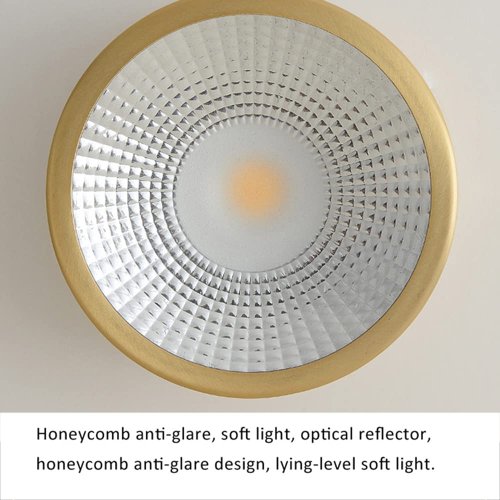 Confezione da 2 faretti da superficie interamente in rame, faretti da incasso a 3 colori, luce LED, faretti in ottone senza foratura, lampada da soffitto dimmerabile per sala da pranzo, soggiorno, de