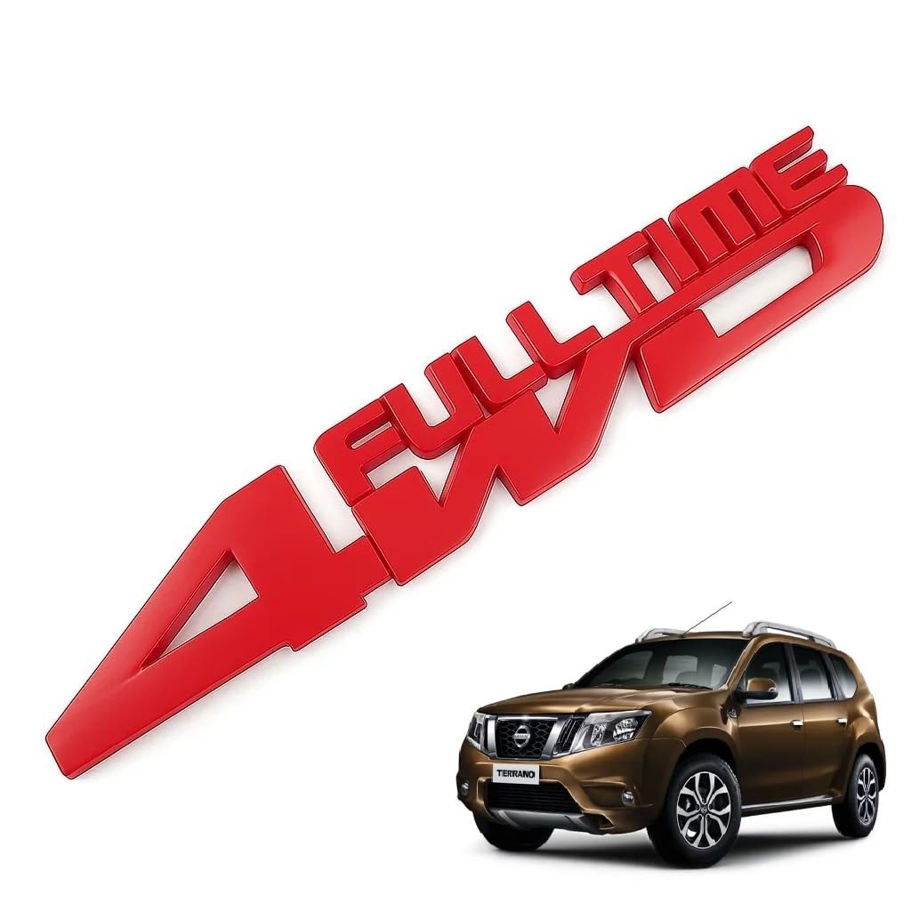 Full Time 4WD 3D Metal Sticker for Terrano All 2009 to 2018 Models of Niess-an Car 4 Wheel Drive Logo Badges for All Cars & Trucks - Red (15.4CM x 2.6CM)-image-13