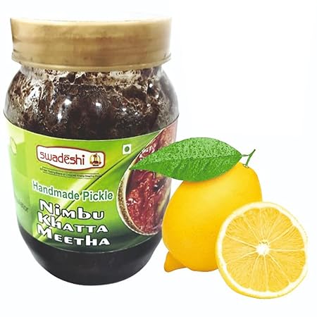 Swadeshi No1 Khatta Meetha Lemon Pickle | Sweet and sour Nimbu Achar (500g)