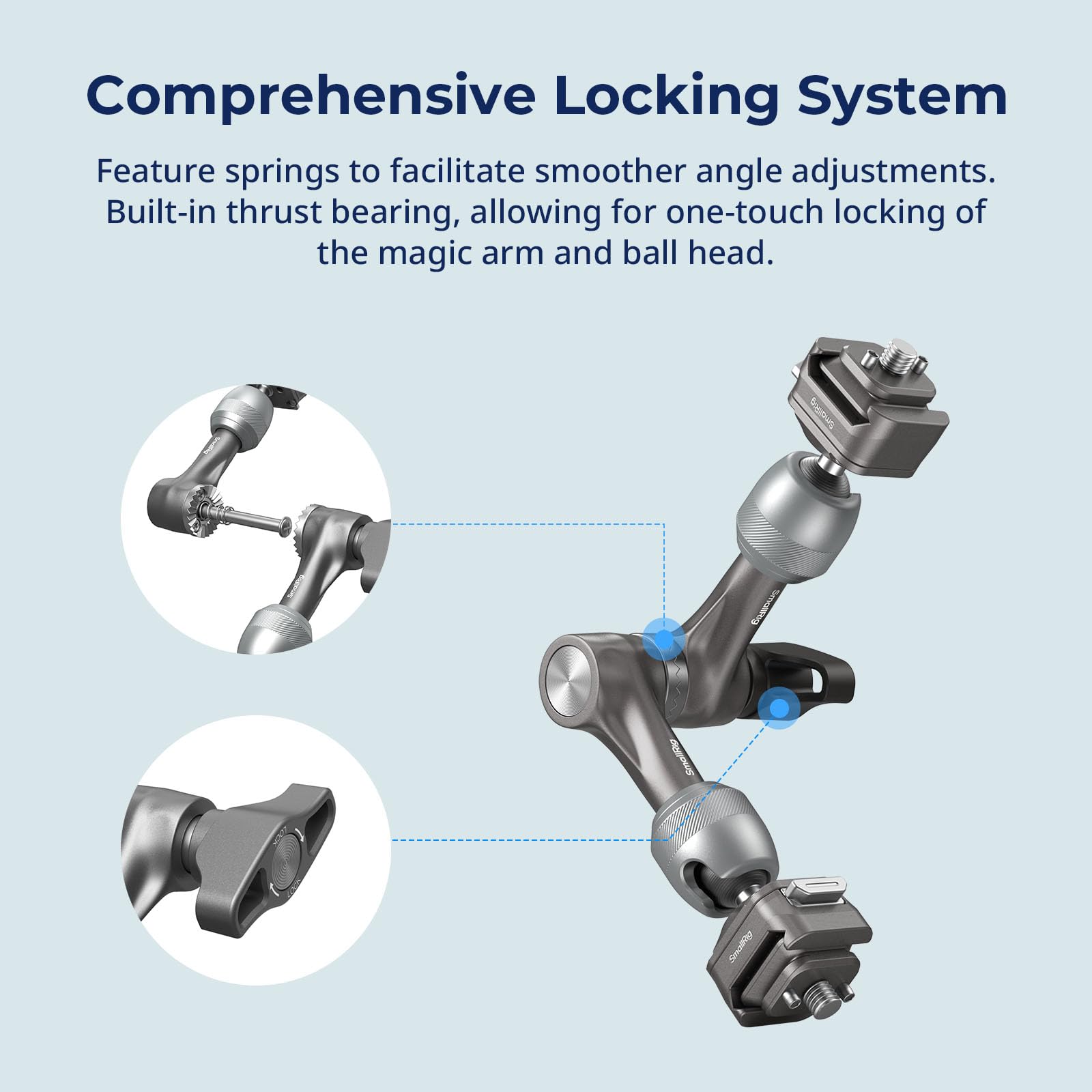 SMALLRIG 7" Roseta Brazo Mágico, Estructura de Liberación Rápida HawkLock H21, con Tornillos de 1/4"-20 y Pasadores Antigiro, para Monitores, Luces, Capacidad de Carga Máxima 3,5 kg - 4490