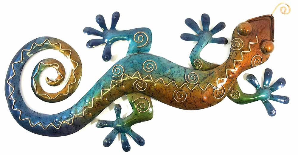 Sk Style Multicolor Bwa New Contemporary Metal Wall Art Sculpture – Large Multicoloured Gecko