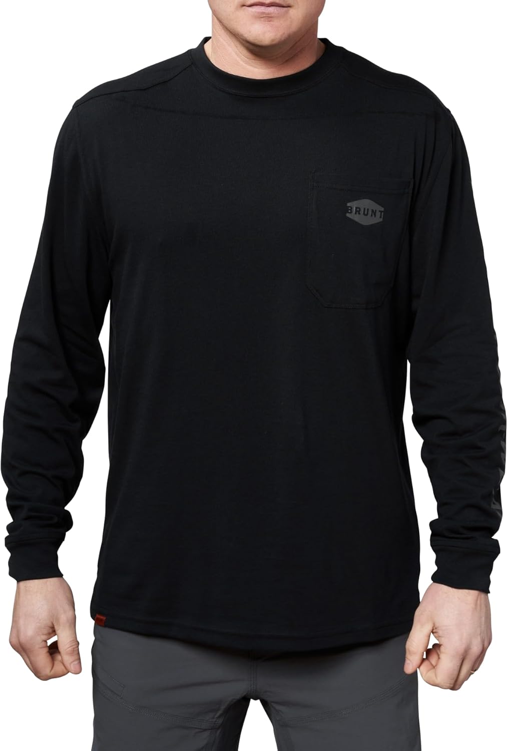 BRUNT Long-Sleeve Pocket T-Shirt - Comfortable Mid-Weight Build - Drop Shoulder Seam - Utility Pocket