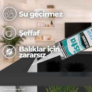 Sista Silikon Mastik Aquarium, Balıklara Zarar Vermeyen Akvaryum Silikonu, UV Dirençli Silikon Mastik, Elastikiyeti Yüksek Güçlü Yapıştırıcı, 1x280ml