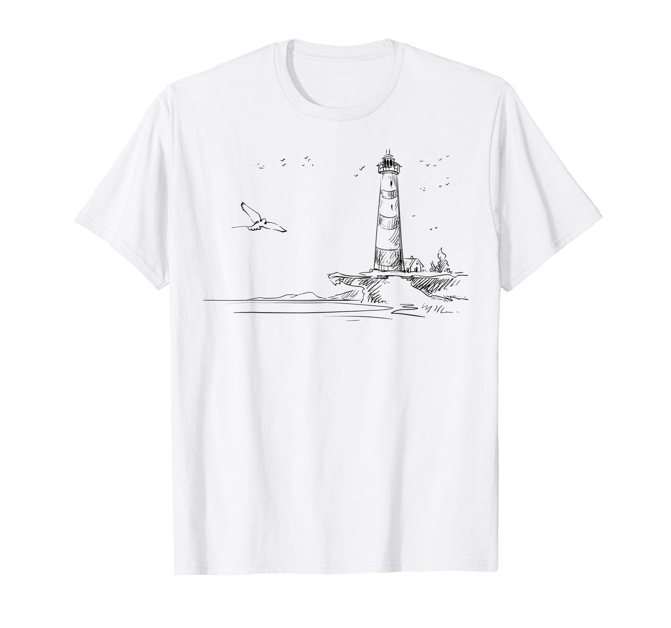 Life I Love YouSeaside Lighthouse Nautical Sketch Art T-ShirtOEKO-TEX STANDARD 100