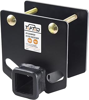 TOPTOW 63803 RV Bumper Hitch Receiver 2 inch Adapter Openning 3500 LBS Capacity Fits for 4 inch X 4 inch Square RV Rear Bumpers