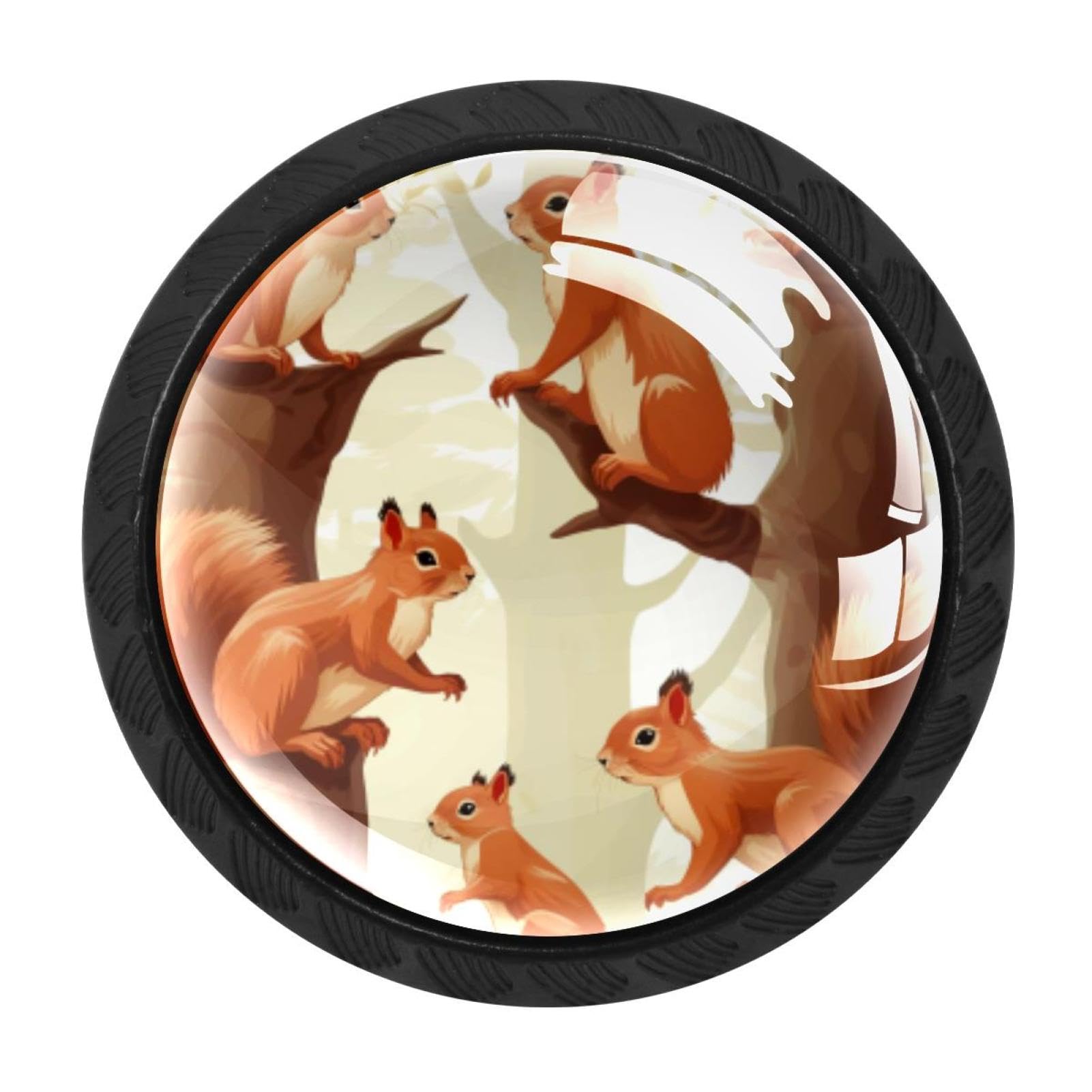 Chenzzzz Multicolored 02 4 Pieces Squirrel Drawer Knobs, 35Mm Black Cabinet Knobs, Drawer Pulls And Knobs, Dresser Drawer Knobs, Cabinet Hardware Kitchen Cabinet Knobs