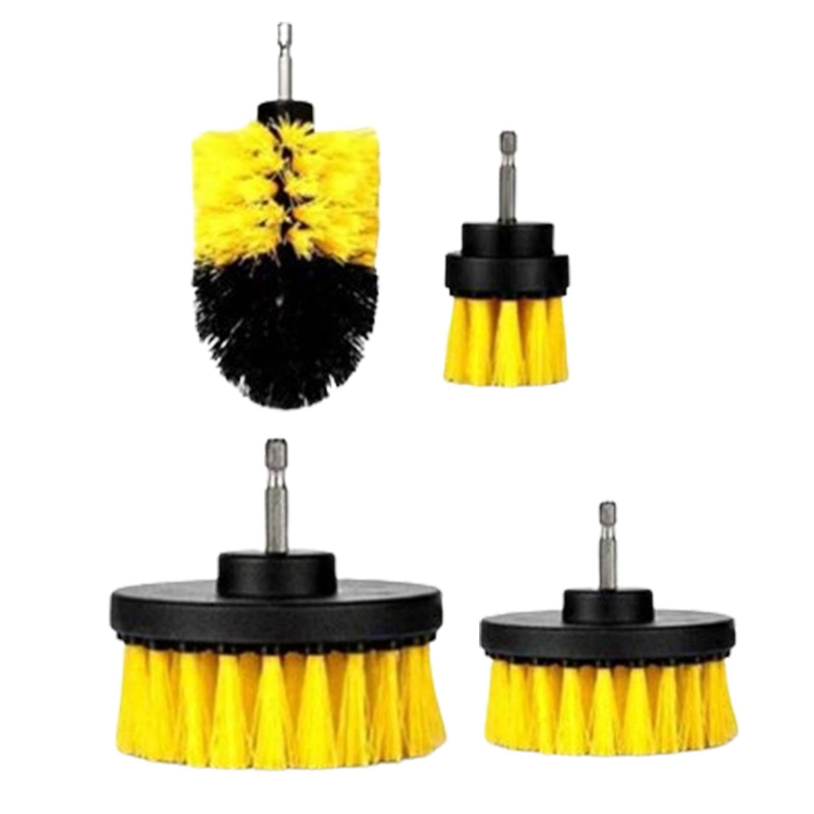 Generic Drill Brush Attachment Power Scrubber Brushes Power Scrubber Cleaning Set Cleaning Brushes for Tiles 4pcs Yellow