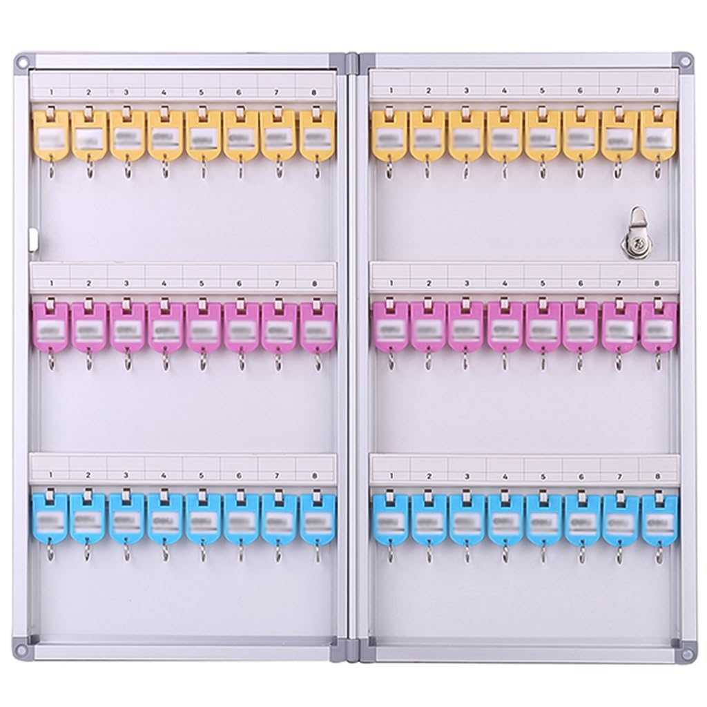 Armoire à clés 96 Chiffres, boîte à clés en Alliage d'aluminium, Coffre - Fort à clé verrouillable Mural, Grand casier à clés avec étiquette et Crochet pour Maison(48)