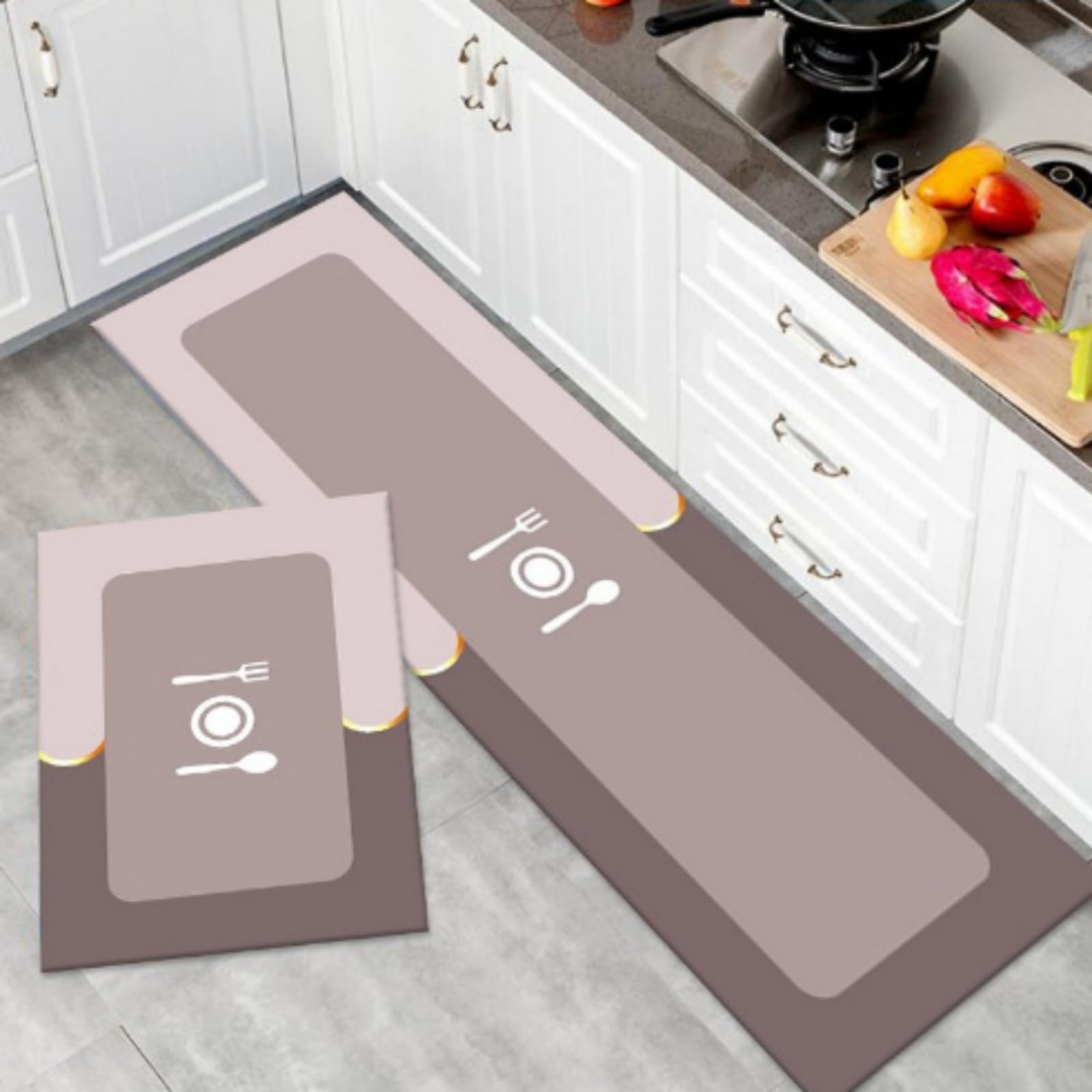 Alfombrillas de cocina antideslizantes que absorben el agua y se secan rápido en color rosa