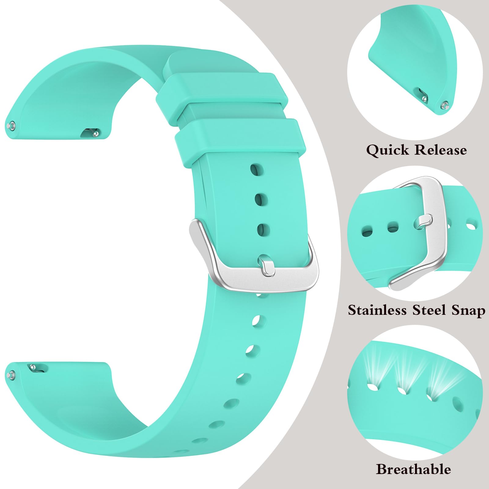 SUGARJAR Strap For Nerunsa P66D,22mm Silicone Band for Donerton T50S,T50H,Popglory P66,ENOMIR IDW19/LW51/LW11,TOOBUR IDW13/IDW16/IDW19/BW01,uaue T50S,Narcid P95/P66,TUYOMA LW36,WeurGhy Y6 - Image 3