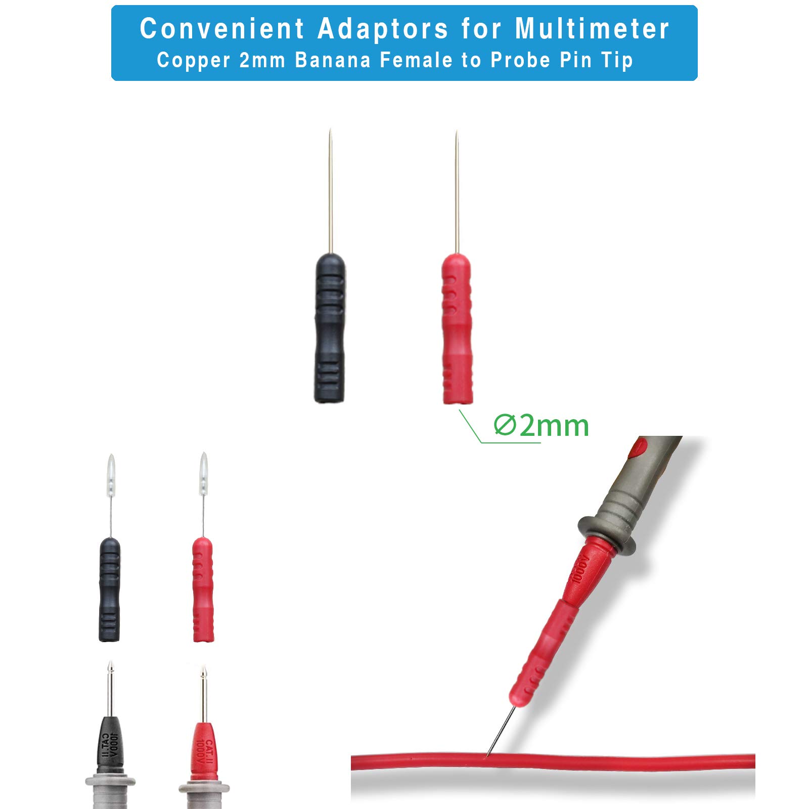 Lot de 54 sondes de test multimètre et kit de plomb pour les spécialistes électroniques automobiles | Sonde de crevaison robuste | Pinces crocodiles