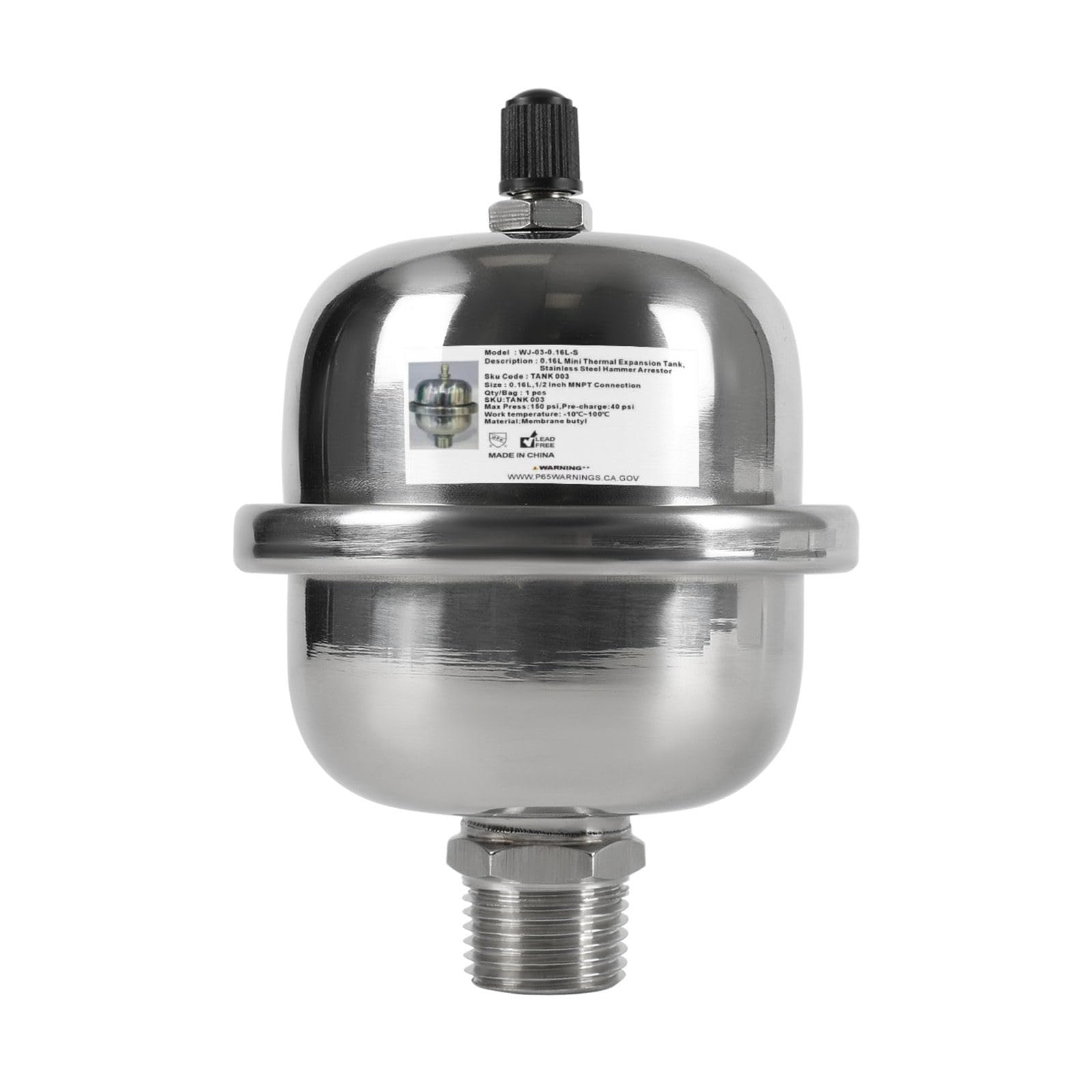 Vase d'expansion thermique HeSun pour chauffe-eau sans réservoir à raccord 1/2 inox