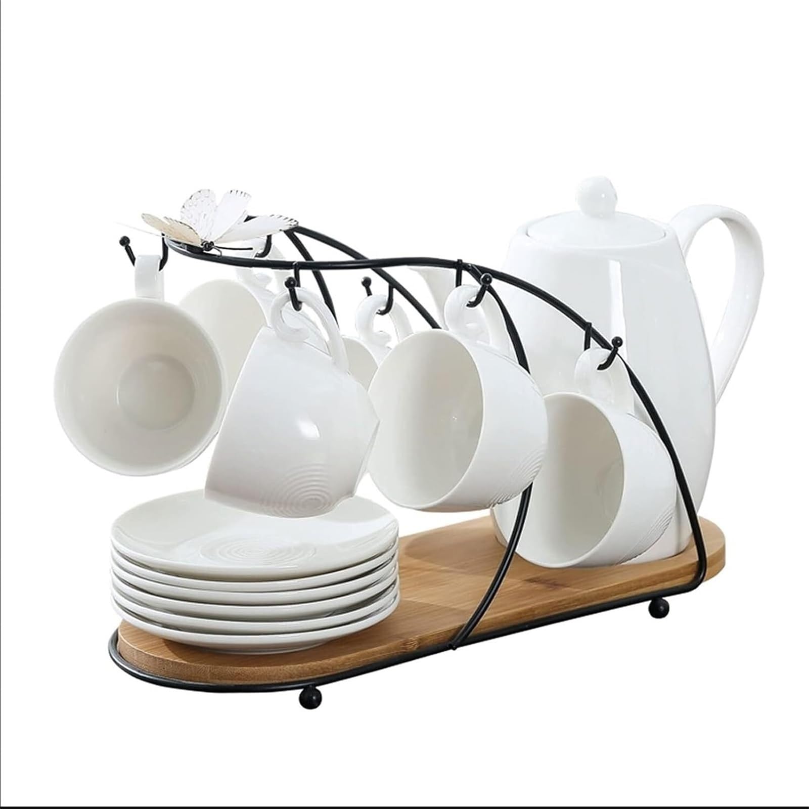 Ceramiczny zestaw filiżanek do kawy i spodków z jadeitowej porcelany na popołudniową herbatę lub kawę - idealny do użytku domowego i kawiarni