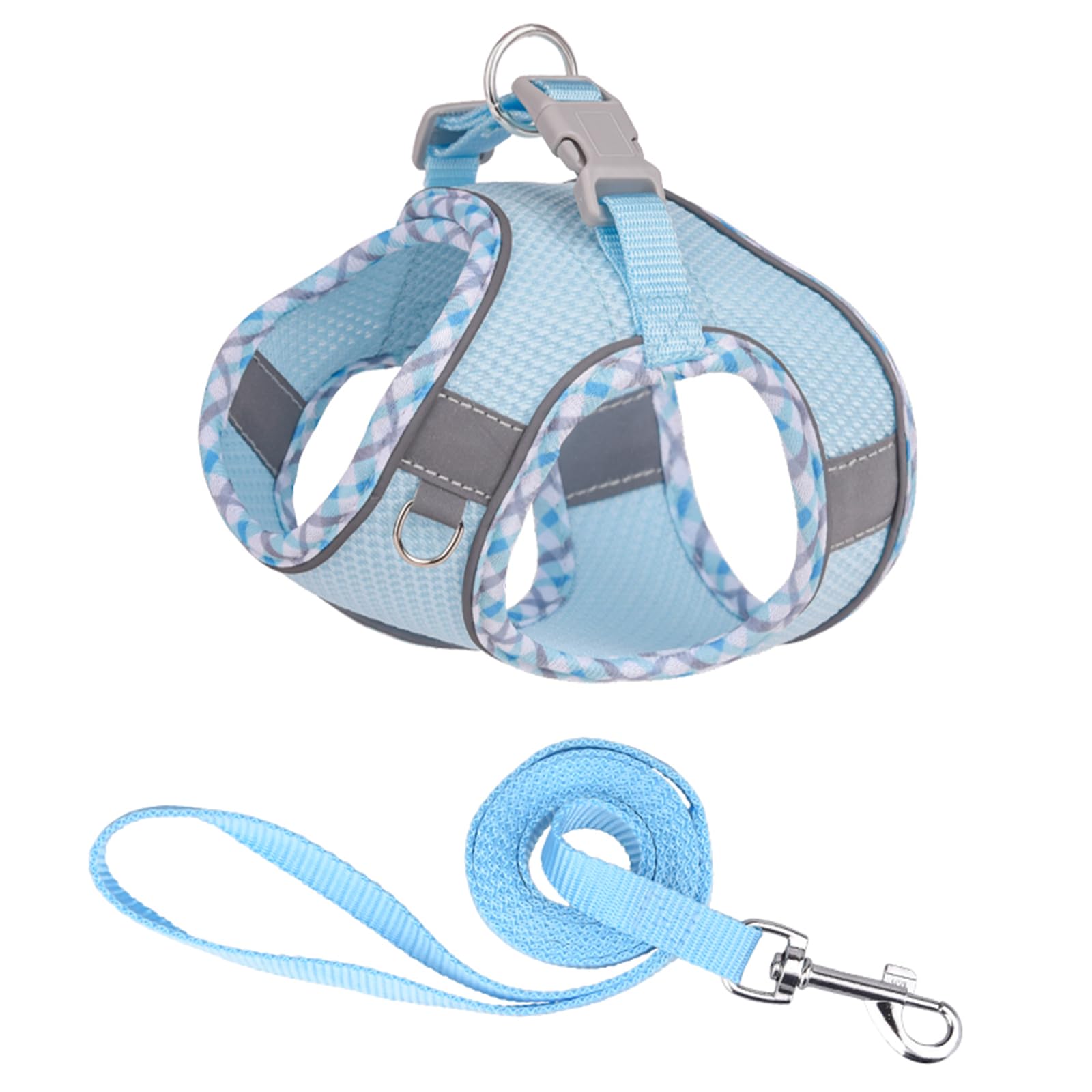 Lindo arnés a cuadros sin tirones para perros pequeños, malla suave y juego de arnés y correa para perros pequeños, fácil de caminar, chaleco de arnés para cachorros, gato, chihuahua,