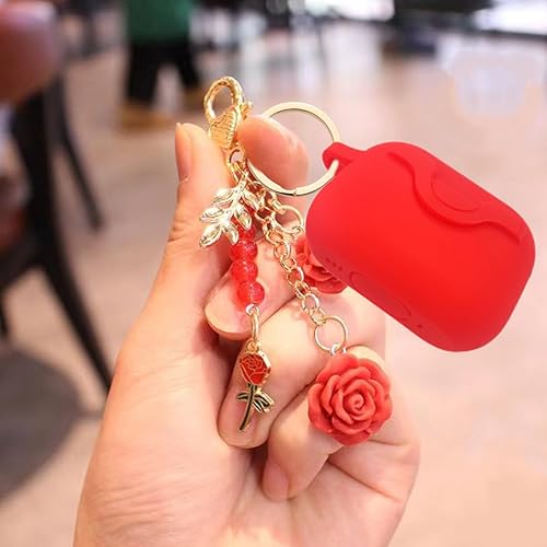 Miniatura 5 de Funda con cerradura para Airpods Pro de 2 generación1 generación con bonito cordón de llavero de flores, funda protectora de silicona para Airpods
