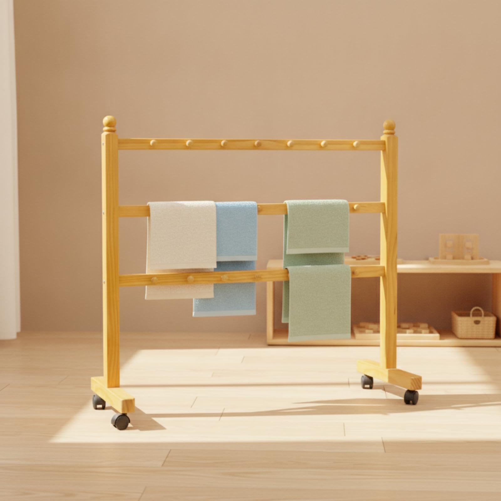 Toallero con RU | Minimalista, Toallero Infantil con Perillas Redonadas, Elegante, para Preescolares