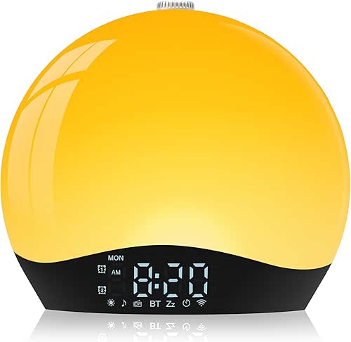Réveil Simulateur d'Aube avec Enceinte Bluetooth, Lampe de Chevet LED