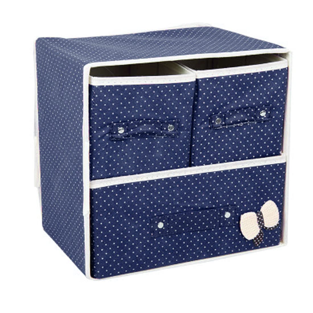Ruilogod Tela no tejida 2 capas 3 cajones sujetador ropa interior calcetines corbatas caja de almacenamiento azul oscuro