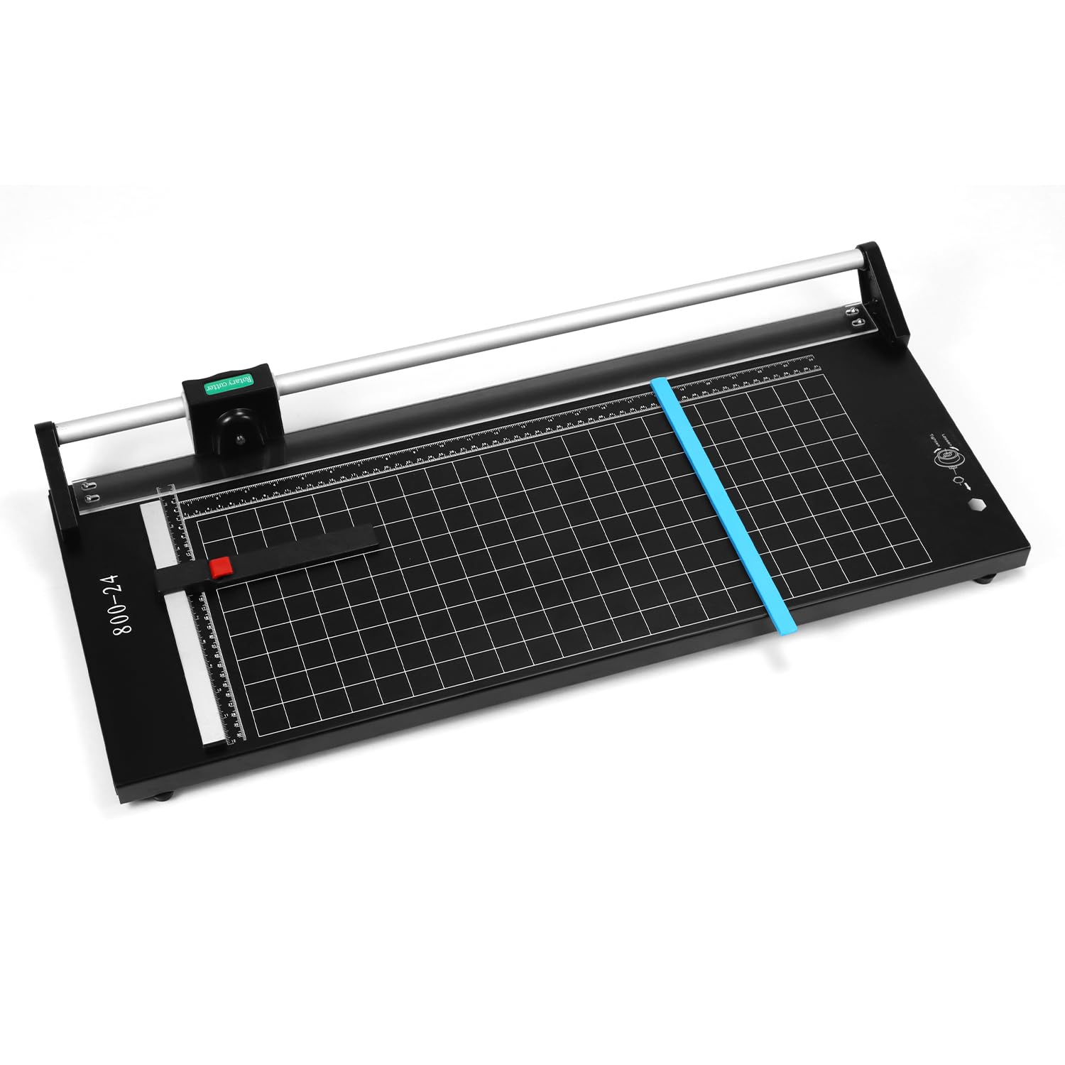 QWORK Recortadora de papel giratoria manual de precisión de 24 pulgadas con rejillas preimpresas, diseño de autoafilado