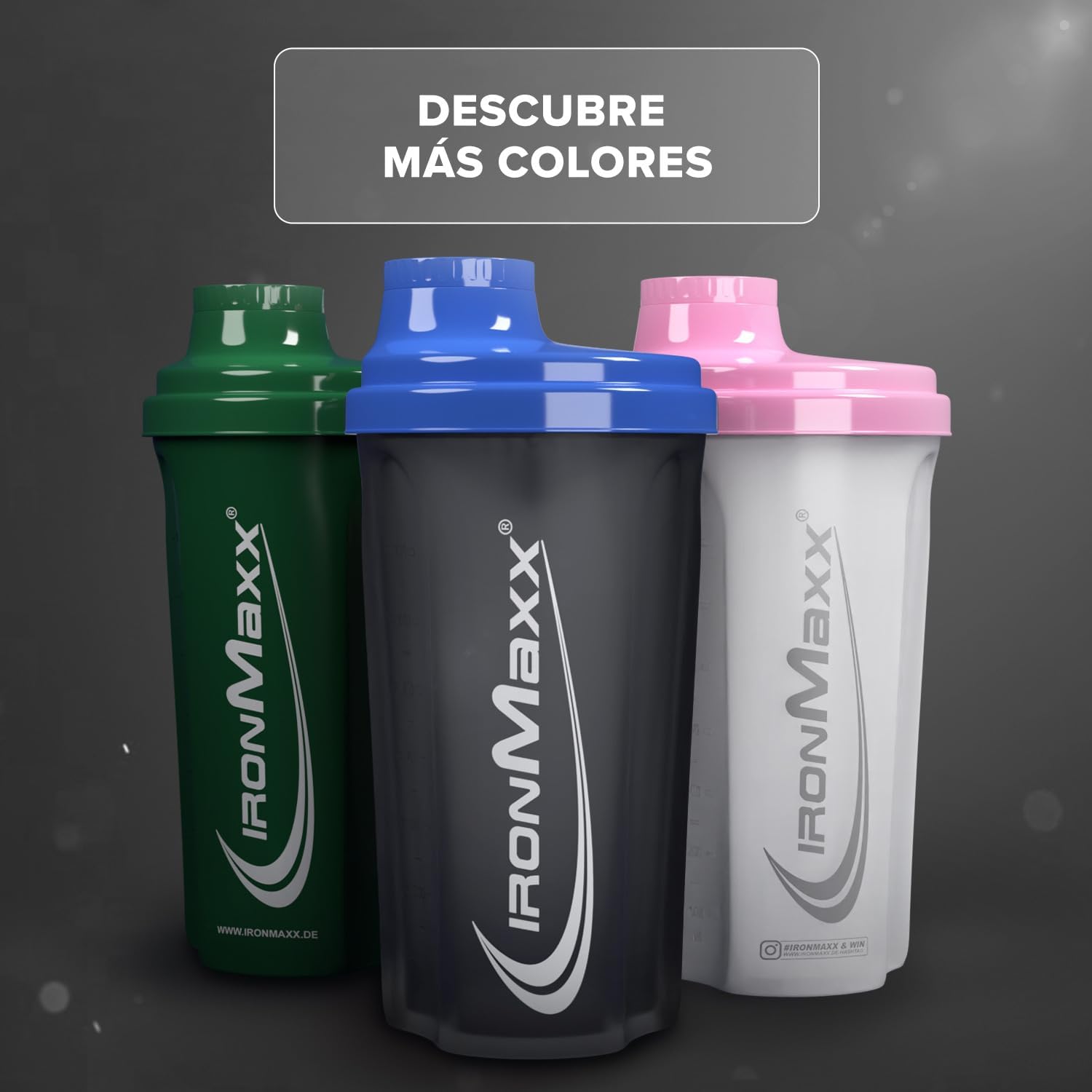 IronMaxx Protein Shaker - 700ml Negro Noche| Agitador de proteínas | Tapón de rosca, tamiz, escala | Sin BPA/DEHP, hermético, lavable