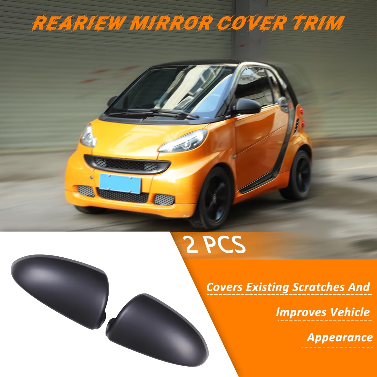 Coperture per specchietti in fibra di carbonio, adatte per Benz Smart 451 2009–2015, protezione per specchietto retrovisore esterno laterale, accessorio (Nero Opaco)