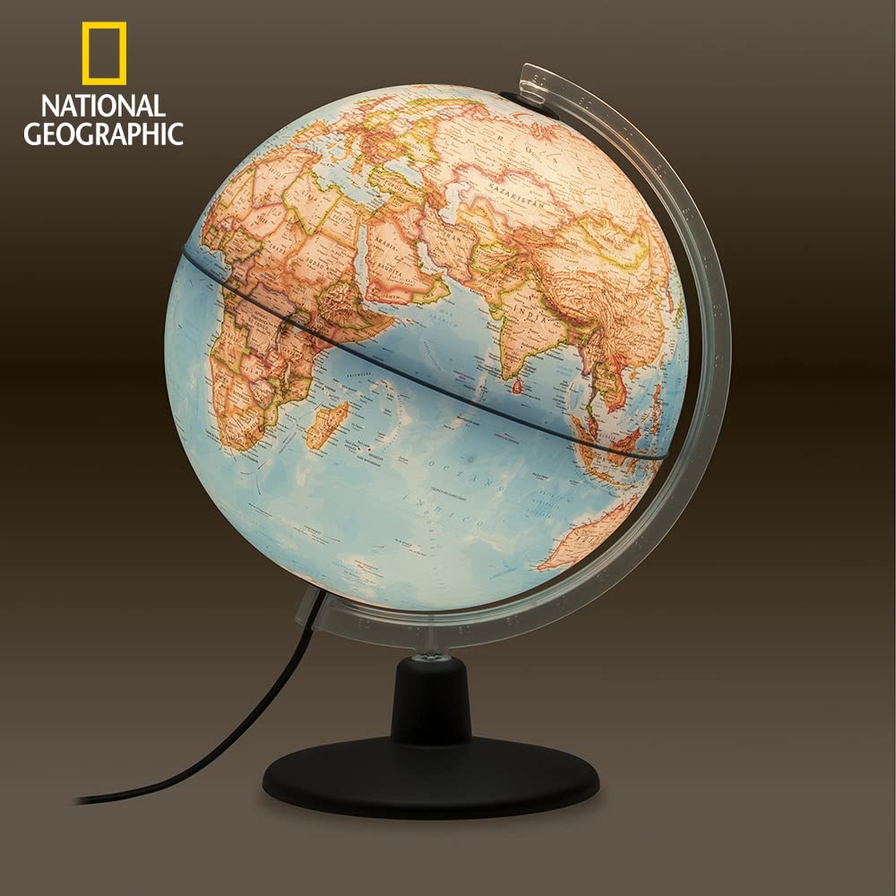 Tecnodidattica Globus NATGEO 30 | oficjalna policja fizyczna National Geographic Classic | podświetlany i obrotowy | tekst w języku hiszpańskim | średnica 30 cm, kolor (0330ORP4SPLFF066)