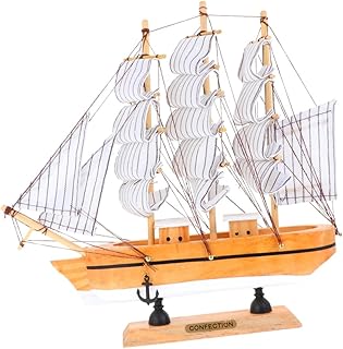 Artibetter 24cm Sailboat Ornament Pirate Toys Office Desk Toys Automotivearts & Crafts Wooden Sailing Ship Model Wooden Sailing Boat Wood Boat Decoration Home Ornament Fishing Boat Decor Mini