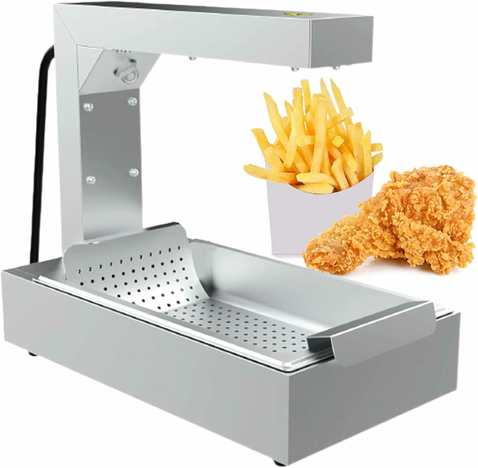 JKJZSALJ Commercial Electric Food Warmer, 1000W Stainless Steel Heating Station For Fries And Snacks,Whit