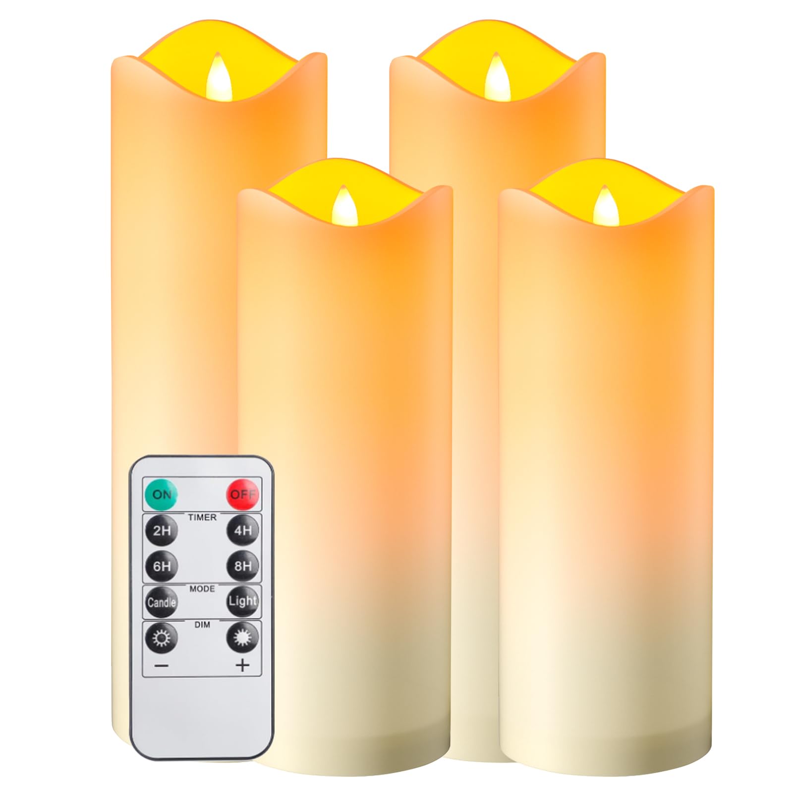 EXTSUD 23.5 cm x 10 cm LED Candles with Remote Control, Splash-proof LED Candles with Timer, Flickering Flame, Electric Candles, Battery, Outdoor Pillar Candles ⟮Long Lasting 500 Hours, Pack of 1⟯
