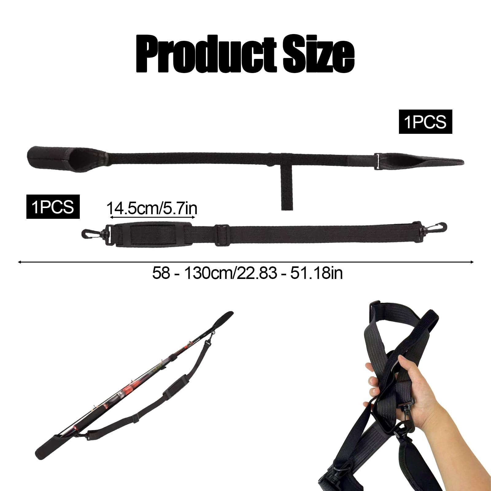 Protector de Caña de Pescar Ajustable en Neopreno Magic Baits - Cinta Protectora Duradera y Resistente para Cañas de Pesca de Dos Piezas, para Transporte Seguro y Protección Óptima (Negro, 1 Par)