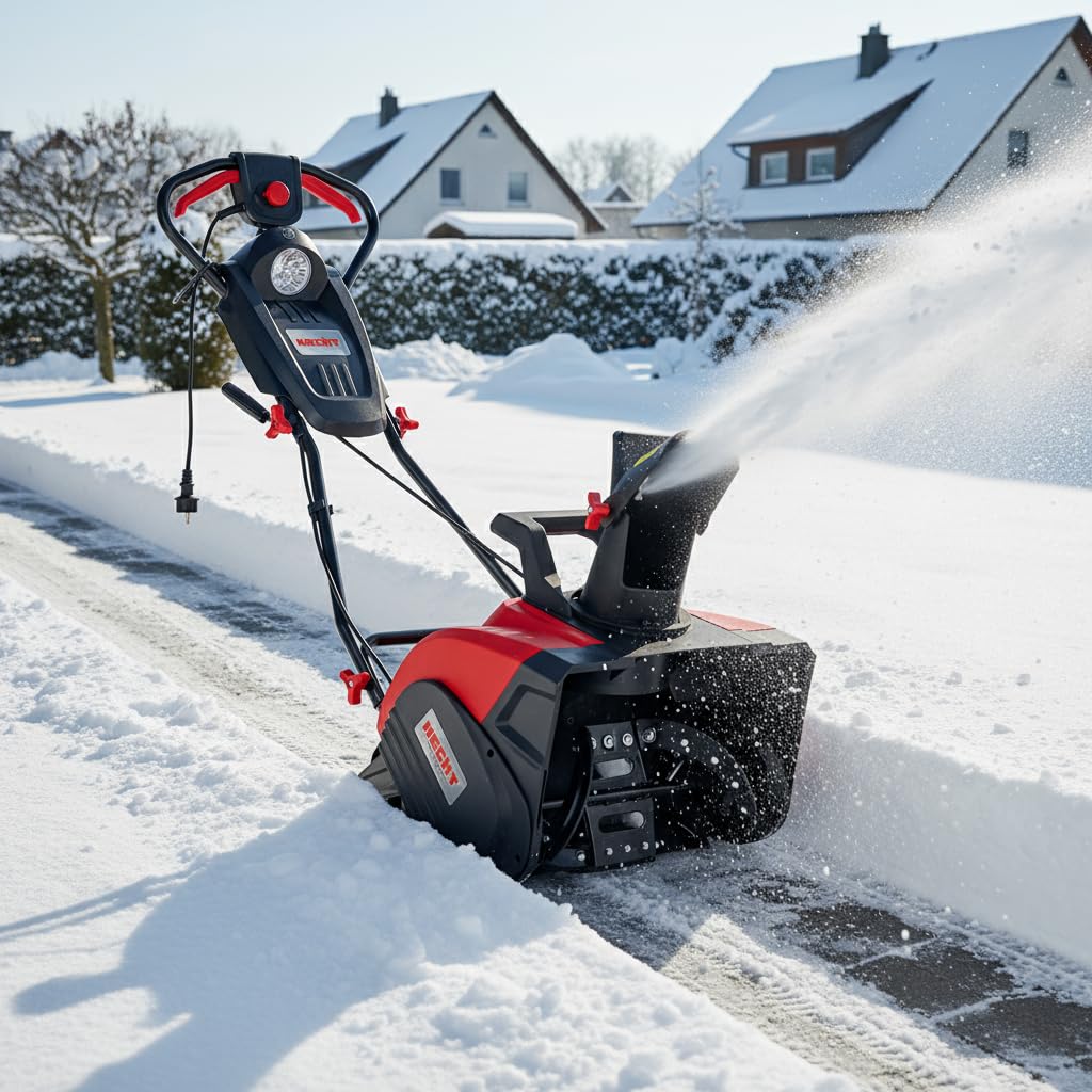 HECHT Elektro Schneefräse 2000 Watt 51 cm Arbeitsbreite LED-Scheinwerfer 33 cm Arbeitshöhe 9 m Auswurfweite