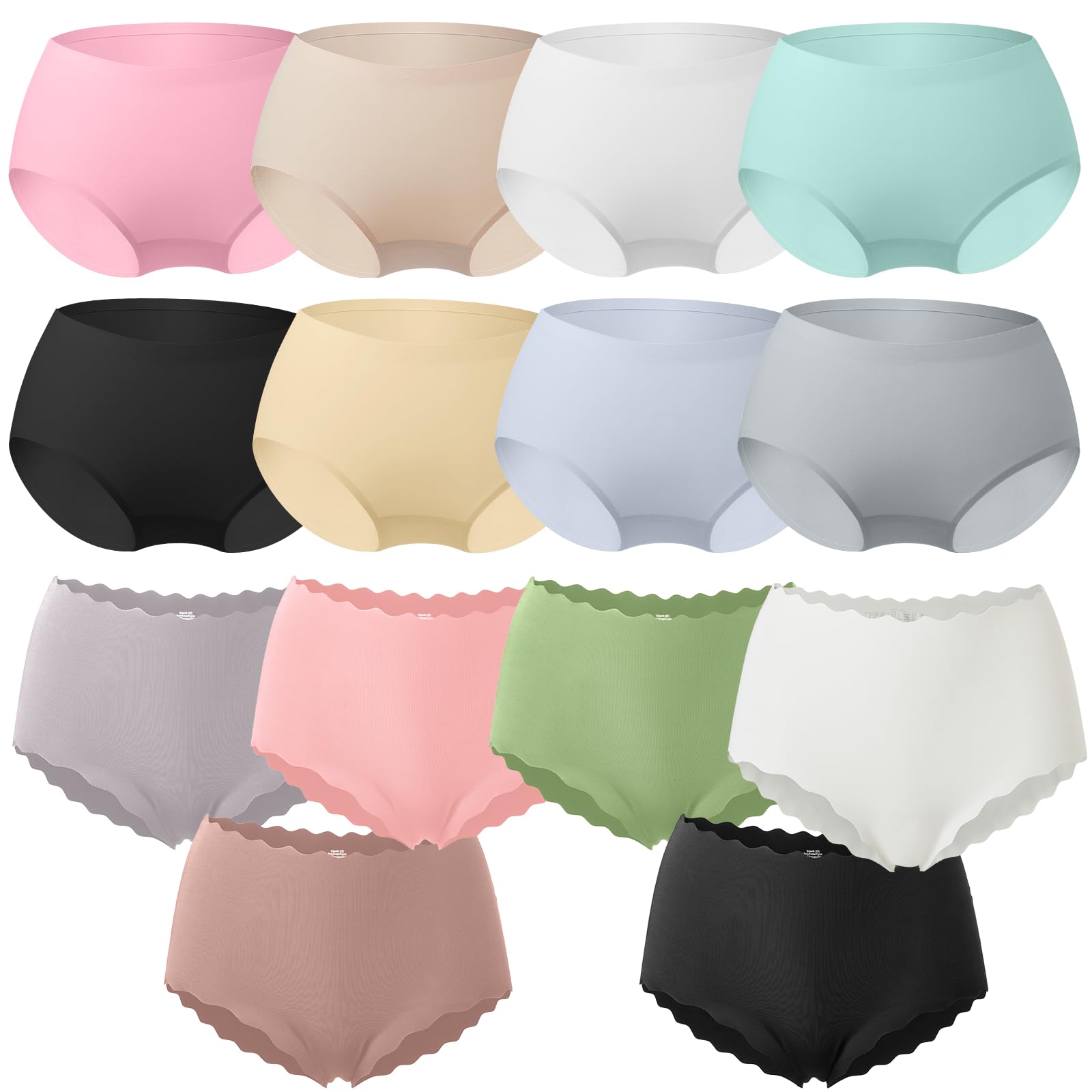 Seamless Underwear Full Coverage Panties for Girls and Women Tagless Breathable Underwear 14 Pack