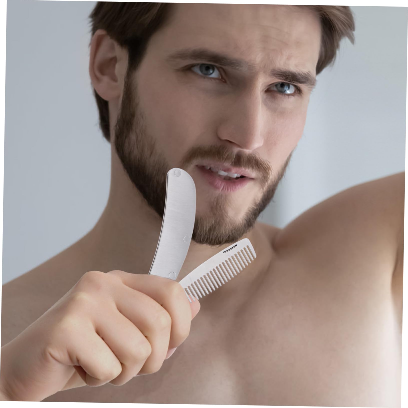 WOONEKY 4 Pezzi Pettine Per Con Spazzola A Denti Pettine Modellante Per Barba Portatile Facile Da Usare Per Uomini
