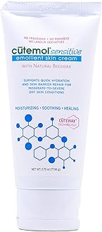Cutemol Emollient Moisturizer for Sensitive Skin - Serious Moisturizing Cream for Damaged Skin Recovery - Fragrance Free Hydration for Cracked Hands & Feet, Eczema, Psoriasis & Dry Skin (2.75 oz)