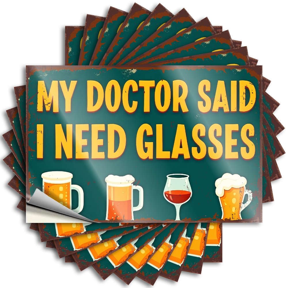 Lettering Sticker Inspirational, Long Hat My Doctor Said I Need Glasses. | Fun Stuff(6X9CM)