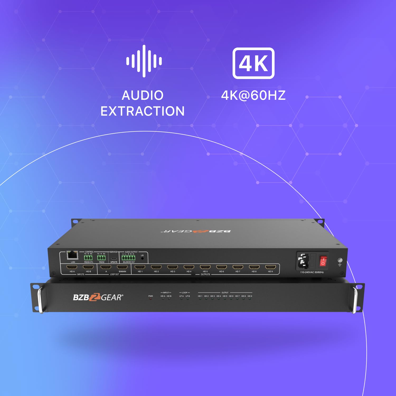 BZBGEAR 3x3 4K UHD HDMI Video Wall Processor with IP/RS232 Control (Supports 1x3/1x4/2x2/2x3 up to 3x3 Layout) - BG-UHD-VW29