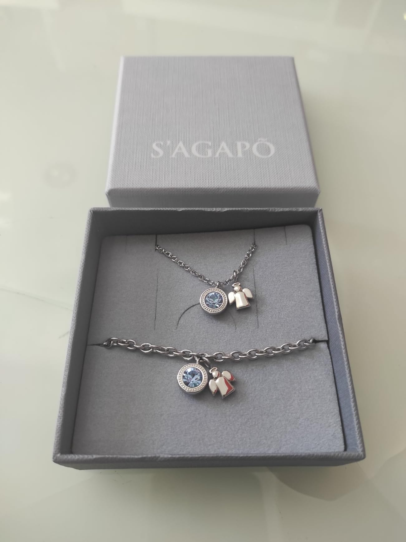 Generico S'agapò Collana e Bracciale Donna Acciaio Angelo SKT03 SKT13