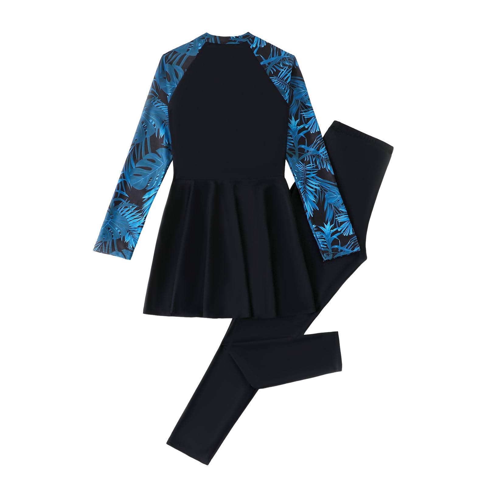 Odizli Modest Swimwear donna stampa tropicale manica lunga cerniera top + pantaloni da bagno Burkini