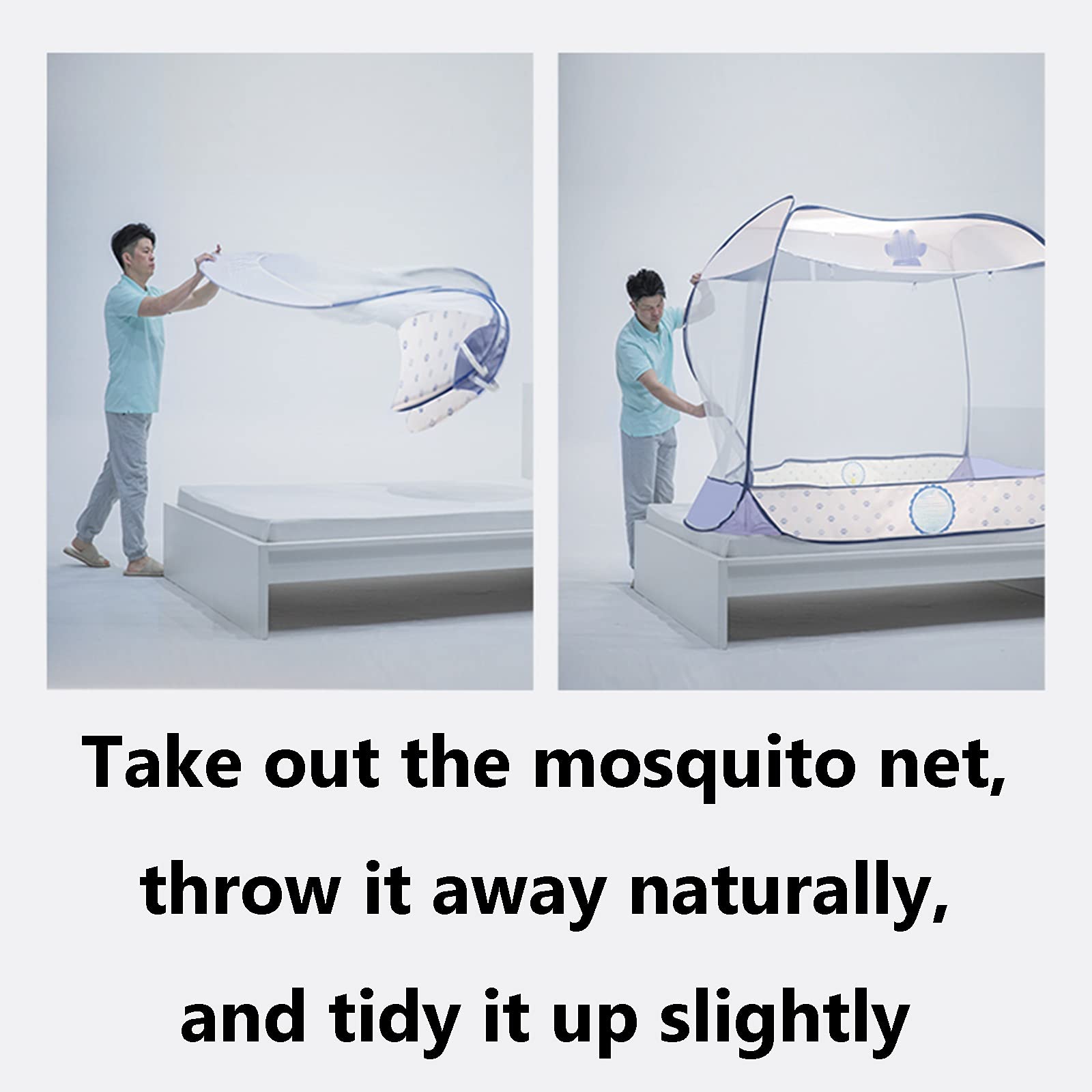 Mosquitera emergente Mosquitera Plegable, Cama Individual y Cama Doble Mosquitera emergente, diseño de Cremallera bidireccional Mosquitera Interior y Exterior (Tamaño: 1,2x1,9x1m)