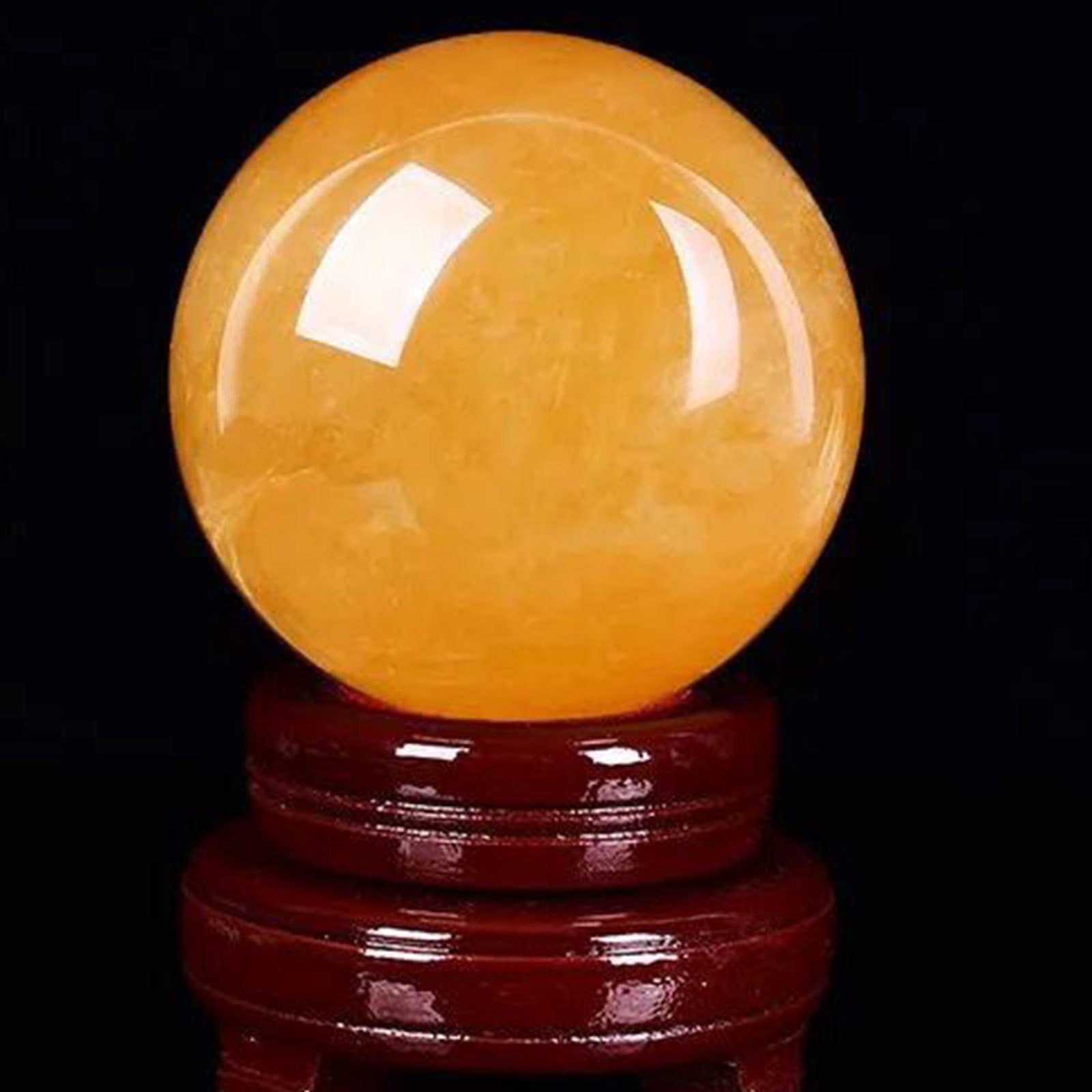 Natural Yellow Calcite Citrine Sfera di cristallo Sfera Sfera di quarzo Sfera di pietre preziose Scultura Figurine con supporto for ricchezza e successo,4.7 Collezioni di casa (Size : 4.7)