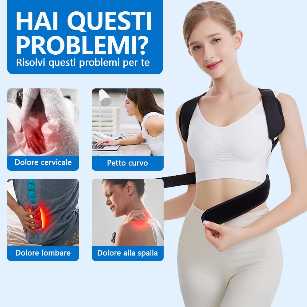 MSFANGHU Correttore Posturale Donna Uomo,Busto Correttore Posturale,Fascia Posturale Spalle e Schiena Traspirante Regolabile,Alleviare Il Dolore Al Collo,Raddrizza Spalle Schiena Dritta