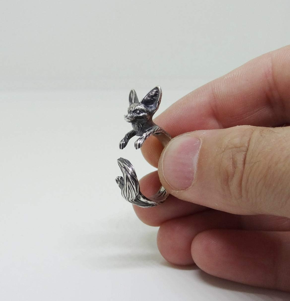 Sterling Silver Fennec Fox Ring, Handmade Fox Ring, Silver Fox Jewelry, Handmade Silver Ring, Animal Ring