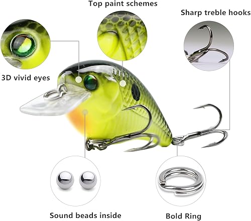 Miniatura 4 de Chilove Crankbaits - Señuelos para pesca de lubina, señuelos de pesca para lubina, trucha, agua dulce y salada