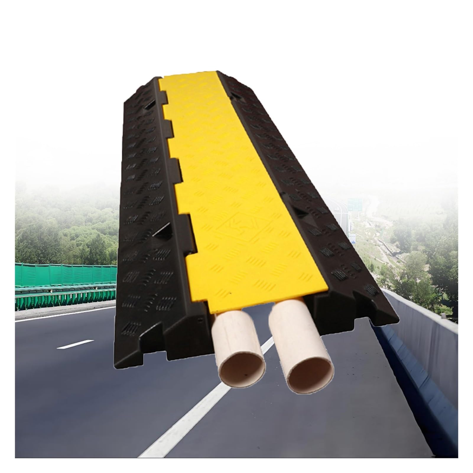 TIANQIHAO Speed Bump With 2 Cable Channels,Rubber Traffic Calming Hump,Rated 11,000 Lbs,For Asphalt Concrete Gravel Driveway,Quick Installation