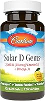 Vista 7 de Carlson - Gemas solares D, suplemento de vitamina D3 y Omega-3, 2000 UI de vitamina D3, 115 mg de omega-3 EPA y DHA, cápsula de aceite de pescado