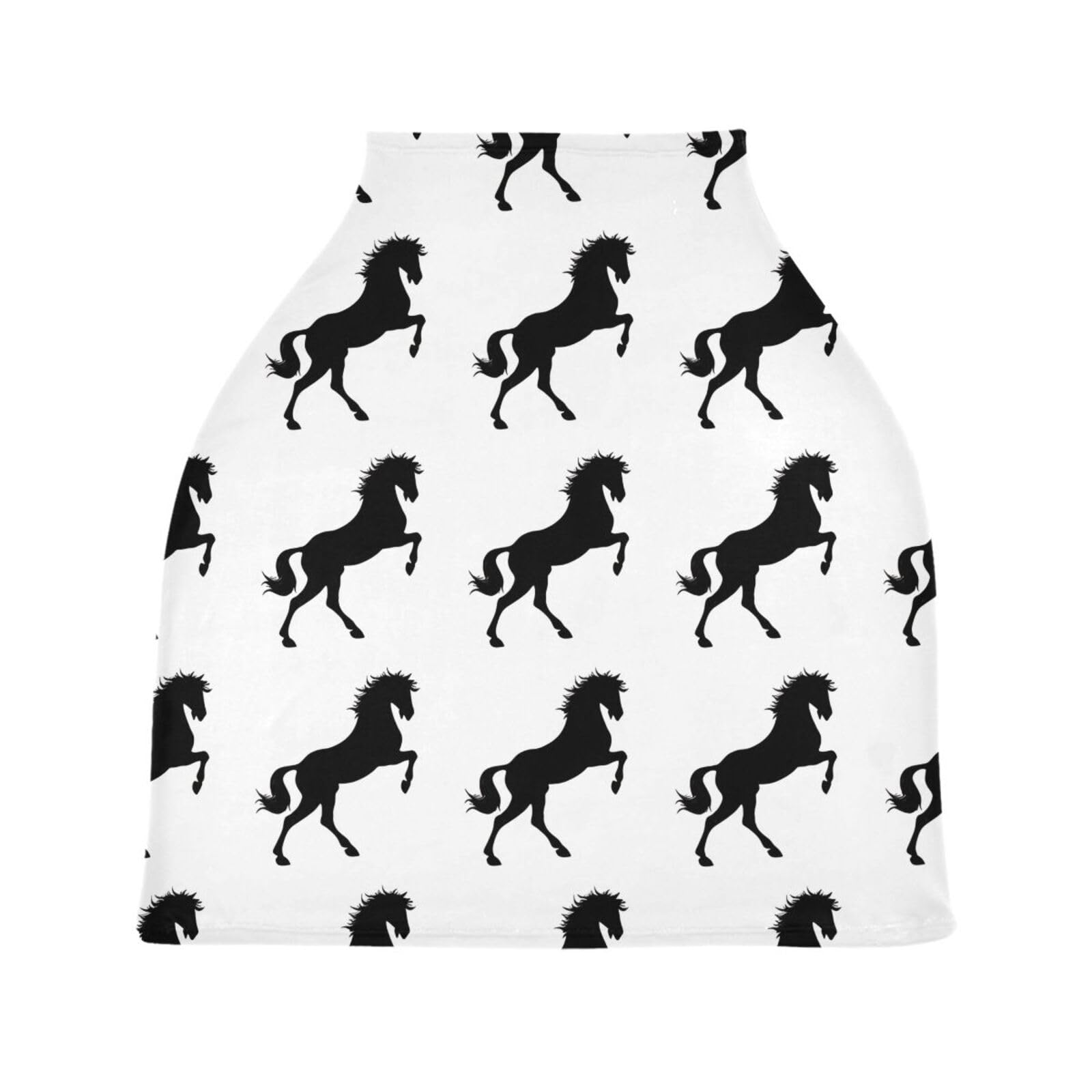 Nesatuwa Baby Car Seat Cover Black Horses White Breastfeeding Covers Stretchy Breathable Multi-Use Cover Carseat Canopy for Girls and Boys